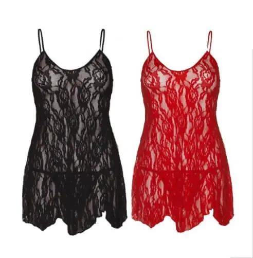 Leg Avenue Rose Lace Flair Chemise - Black - Image 2