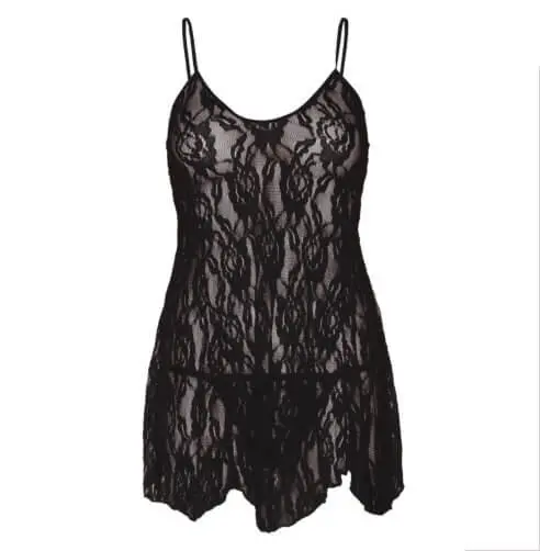 Leg Avenue Rose Lace Flair Chemise - Black - Image 4