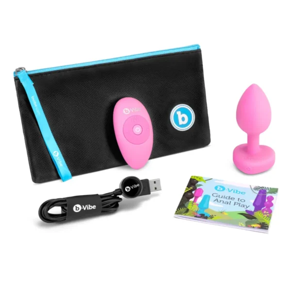b-Vibe Vibrating Heart Butt Plug Pink Small Medium - Image 5