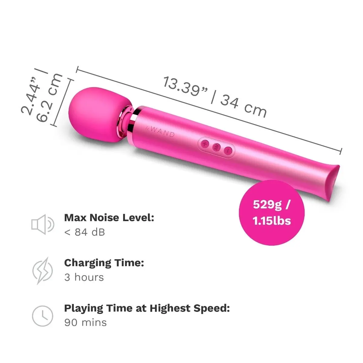 Le Wand Rechargeable Vibrating Massager Magenta - Image 11