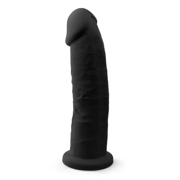 SilexD 9 inch Realistic Girthy Silicone Dual Density Dildo with Suction Cup Black - Image 3
