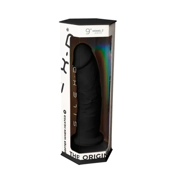 SilexD 9 inch Realistic Girthy Silicone Dual Density Dildo with Suction Cup Black - Image 8