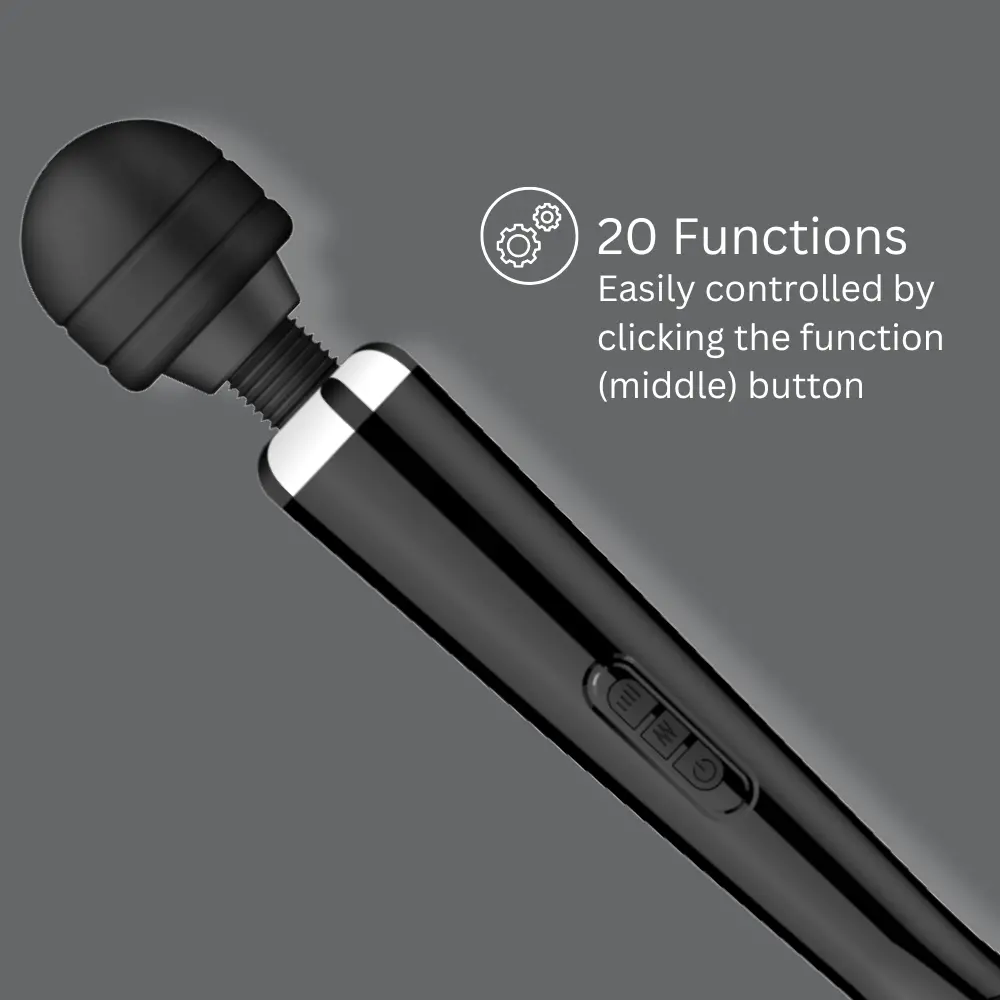 Loving Joy Rechargeable Magic Wand Vibrator Black - Image 3