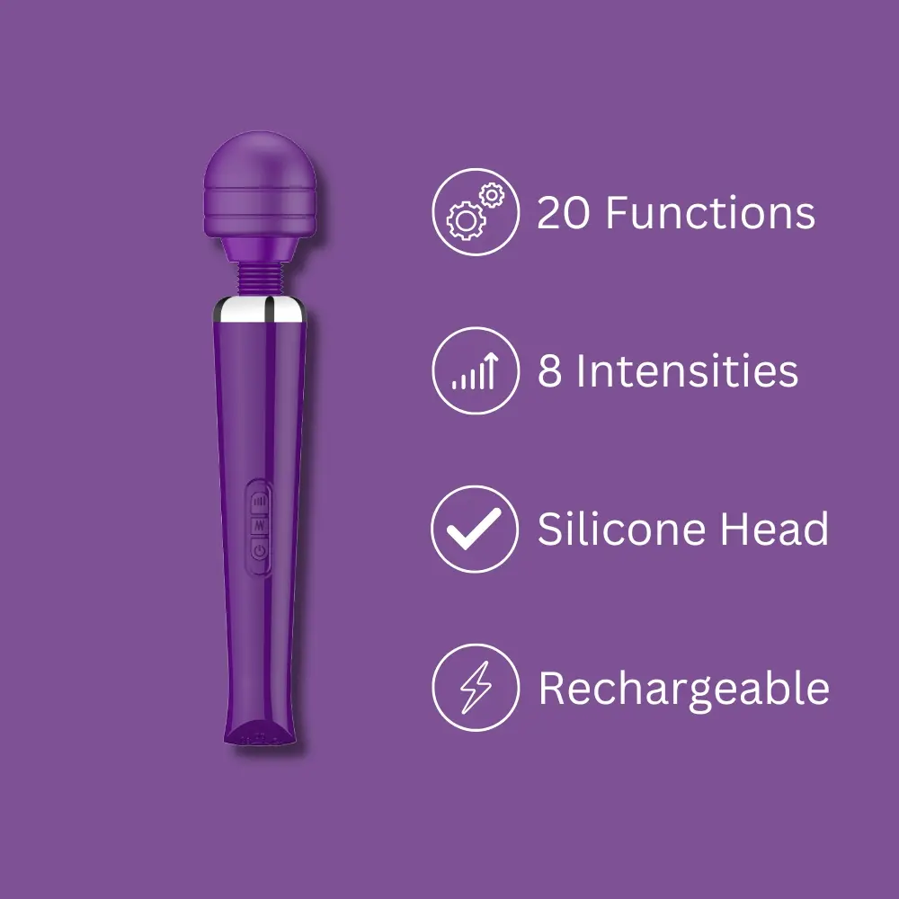 Loving Joy Rechargeable Magic Wand Vibrator Purple - Image 2