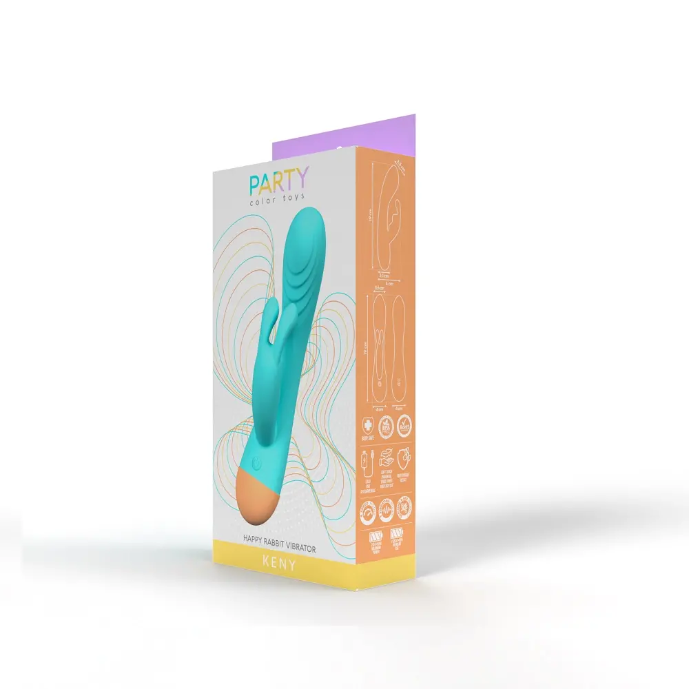 Party Color KENY Rabbit Vibrator Blue - Image 7